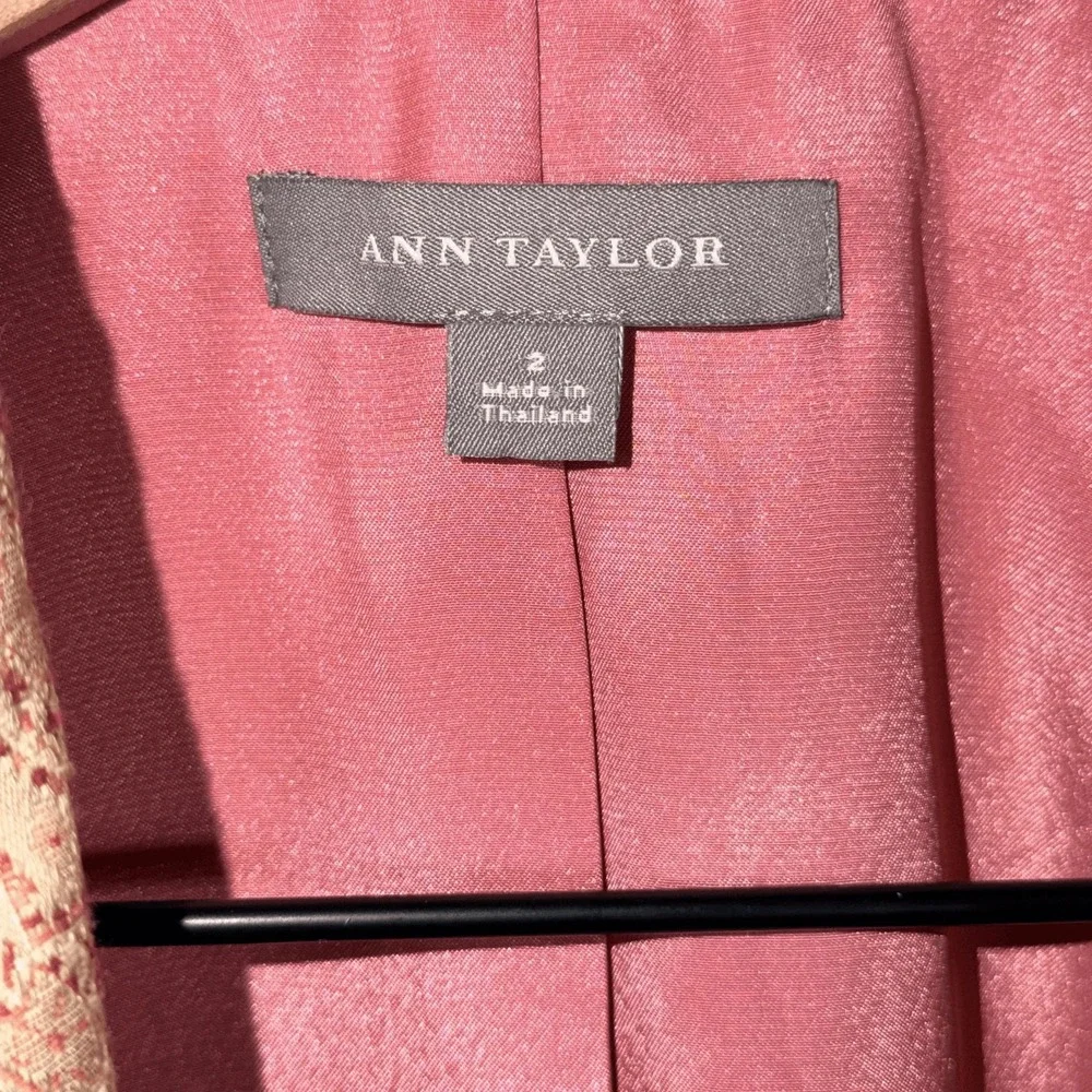 Ann Taylor Womens Blazer Jacket‎ Size 2 Pink Paisley Print Cotton Blend